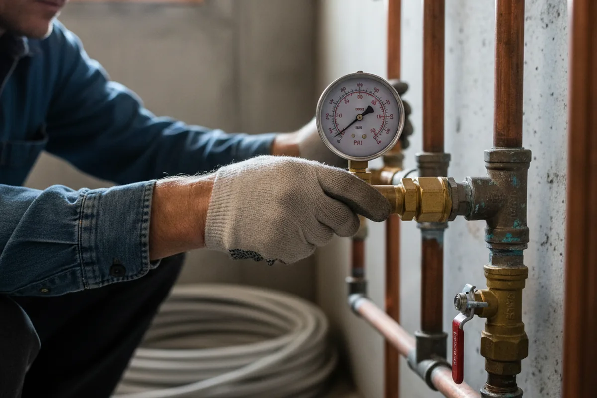 Pressure testing a repaired line during Water Line Repair in Russellville